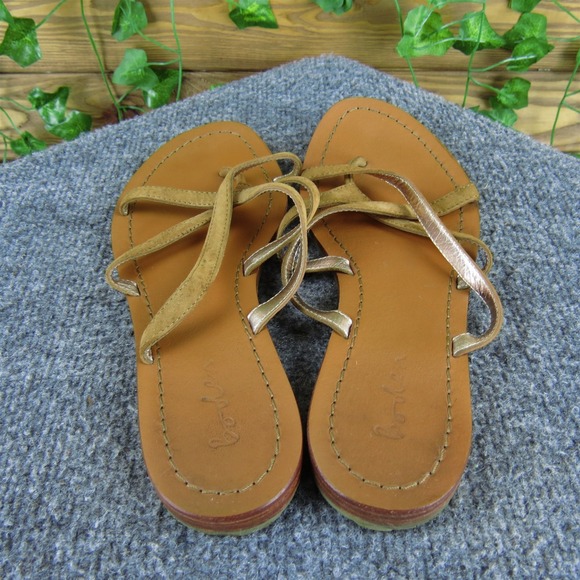 Boden Women  Flip Flop Brown Leather Sz 39 Medium‎ Gently Used 2025 - Picture 4 of 6